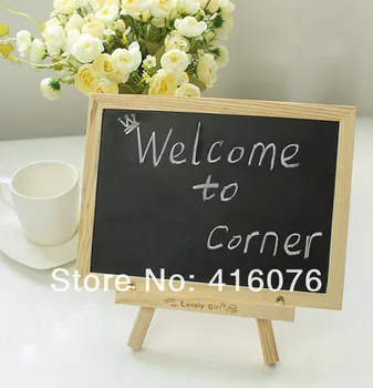

Wooden Blackboard with one side White Board 2 functions Messsage Board with Removable Wooden Stand and Accessories S2028
