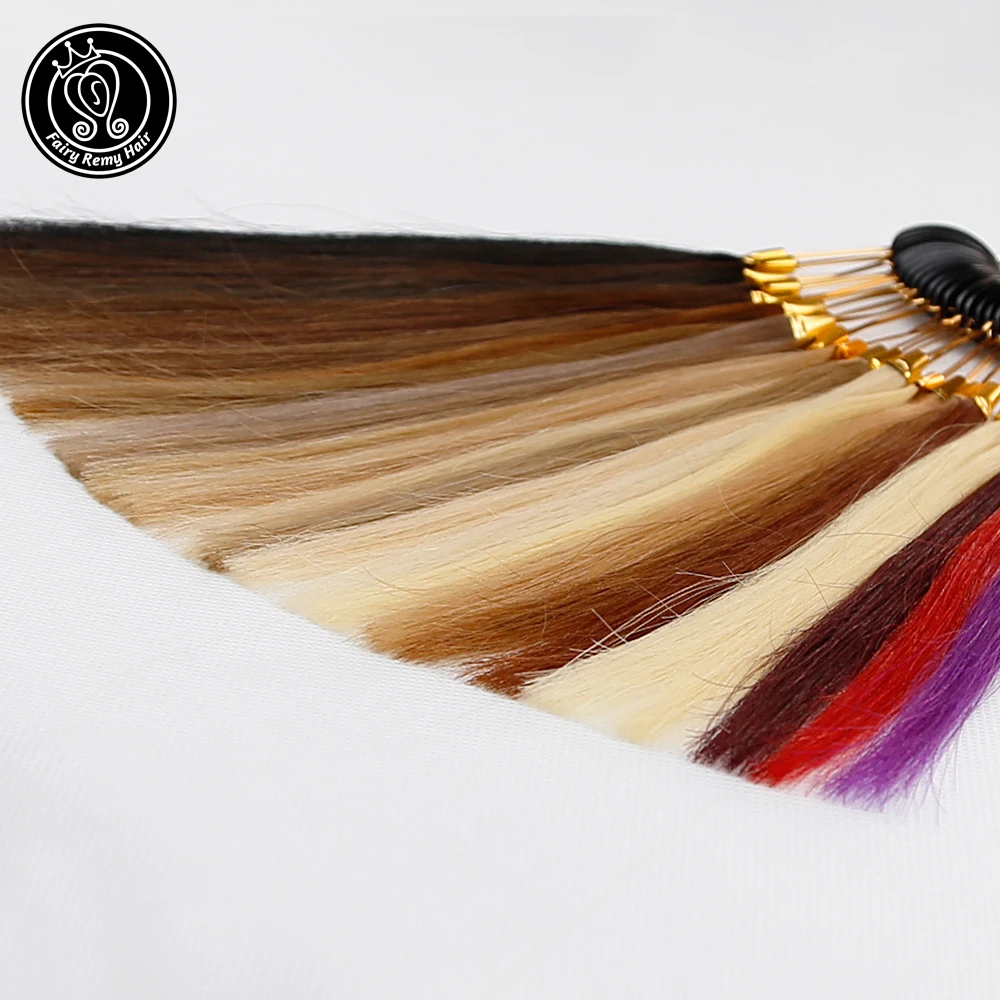 Fairy Remy Hair 100% Remy Human Hair Color Rings/ Colour Charts 26 Colors Available Can Be Dyed For Salon Sample Free Shipping