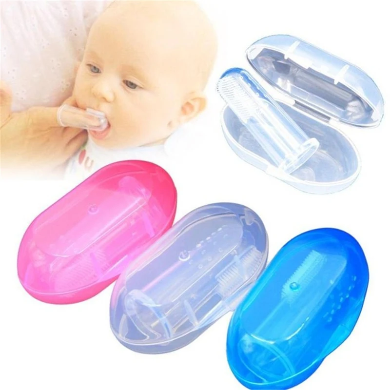 1Pc Kids Baby Silicone Finger Toothbrush with Box for Newborns Soft Rubber Gum Teeth Clean Massage Non Toxic Children's Goods