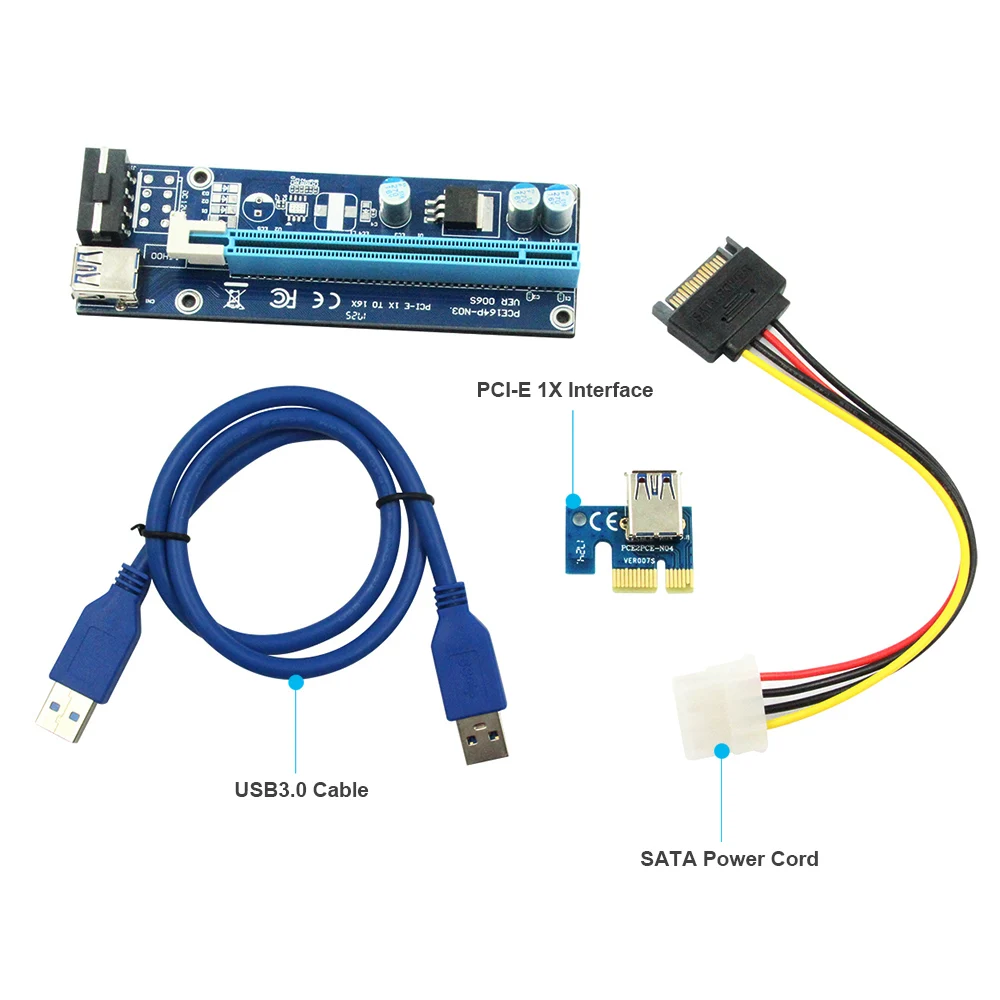 100 шт. VER006S стабильный PCI-E Riser Card PCI E USB 1x к 16x Графика Express Riser Card Extender для Bitcoin горно Miner машины