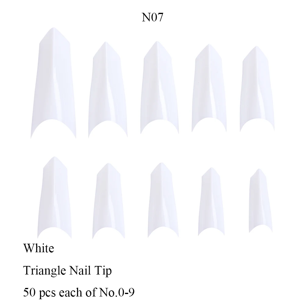 500 шт акриловые накладные ногти, искусственные Искусственные Шпильки для ногтей, французские половинчатые накладные ногти для наращивания ногтей, Маникюрный Инструмент JI872 - Цвет: N07 White