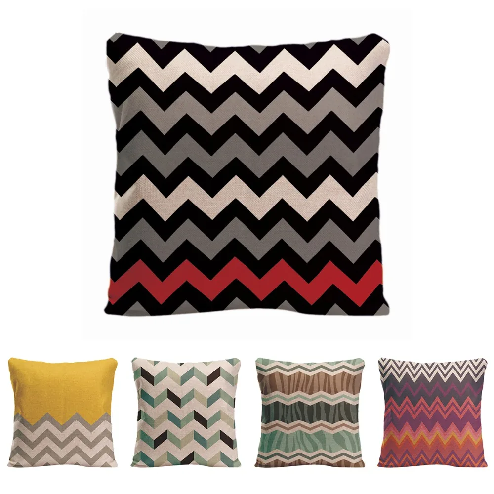 White Red Cushion Cover Decorative Pillow For Sofa Car Covers Geometry Pattern Pillow Case ...