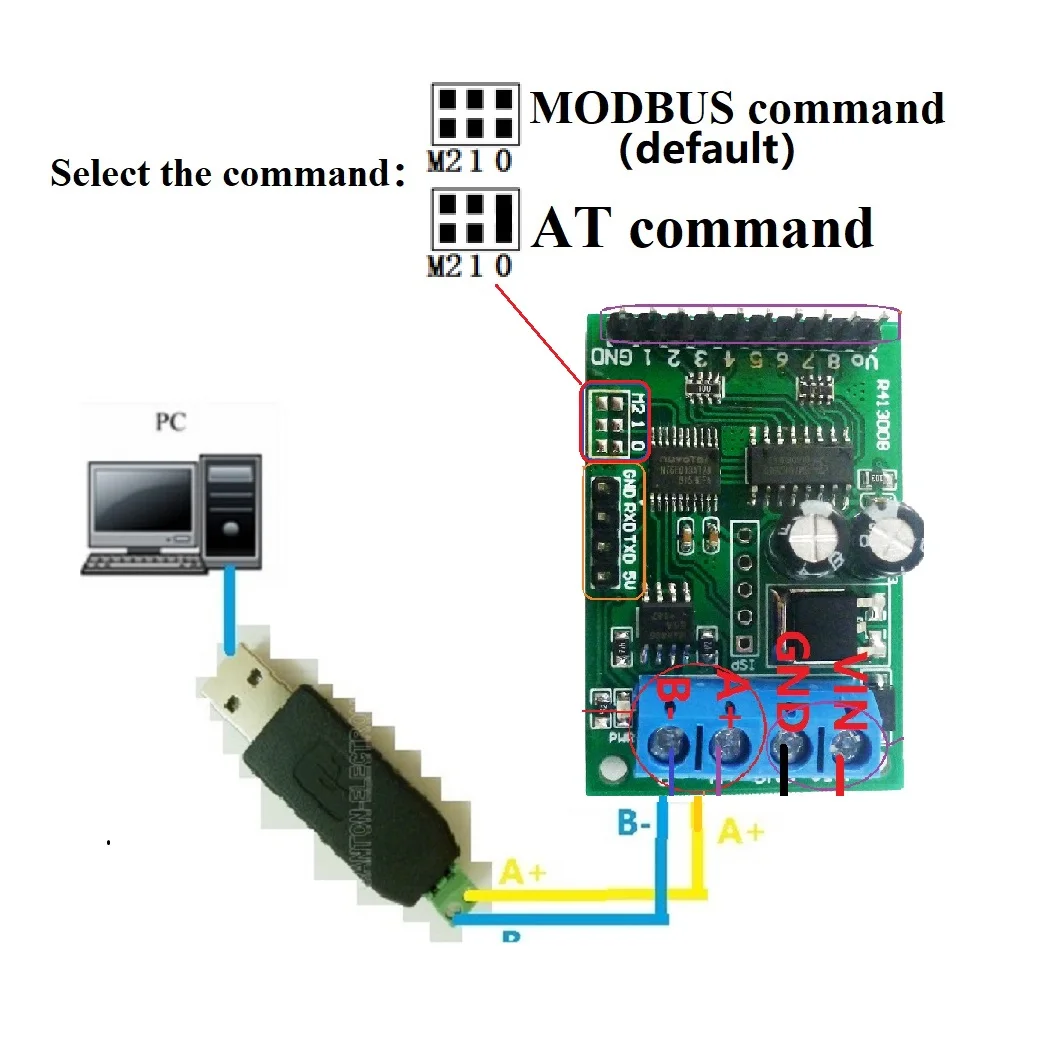 Модуль переключателя 2 в 1 RS485 RS232(TTL) Modbus AT Command NPN PNP IO для реле дверного замка
