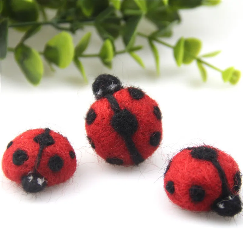 

5pcs Needle Wool Felt Ladybug Handmade Foamfilled Cartoon Bugs