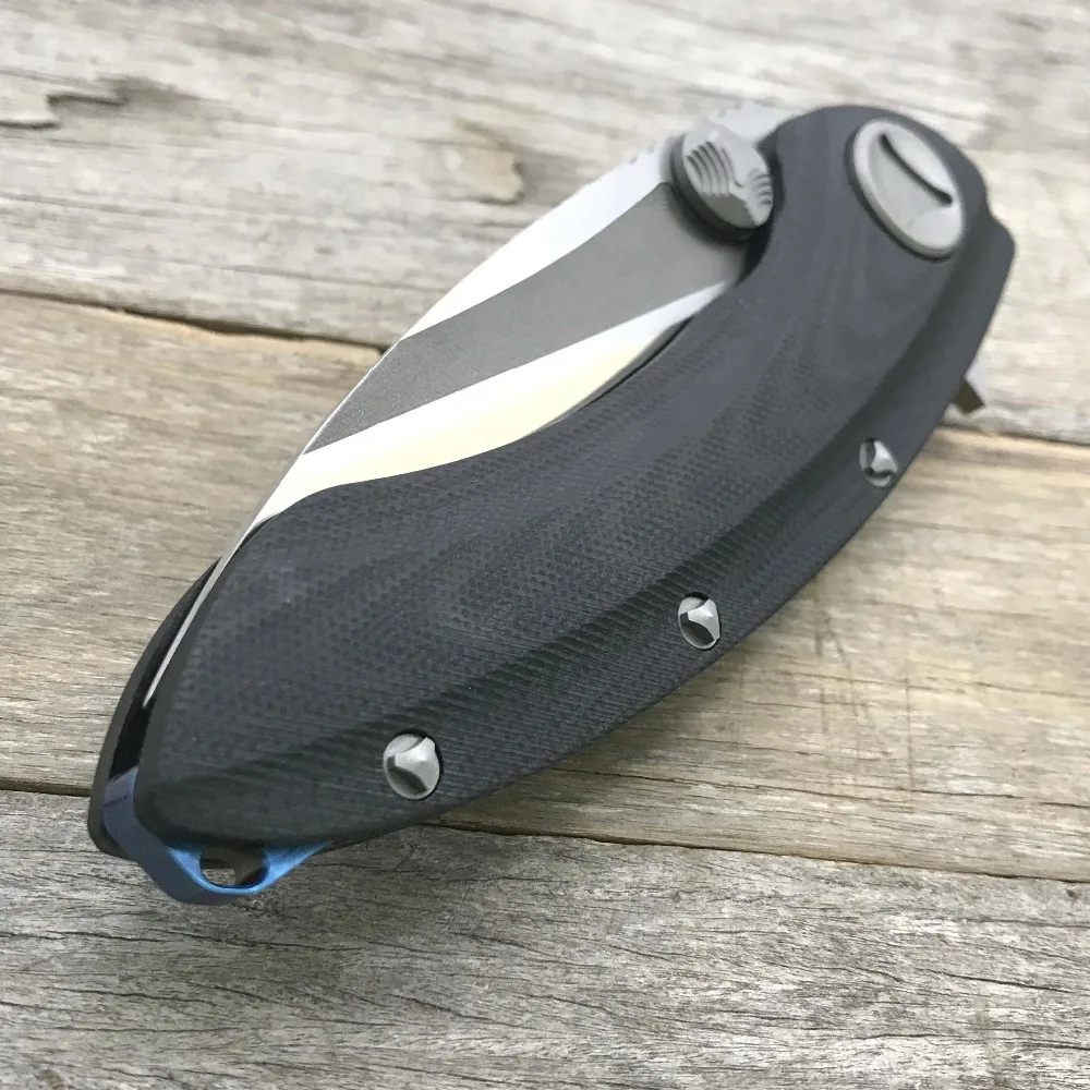 LDT Whale Shark Folding Knife D2 Blade Titanium G10 Handle Flipper Camping Outdoor Pocket Knife Survival Hunting Knives EDC Tool