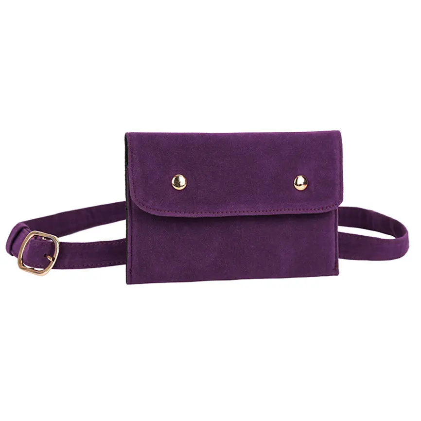 Модная женская однотонная квадратная сумка-мессенджер из флока, нагрудная сумка, поясная сумка - Цвет: Purple