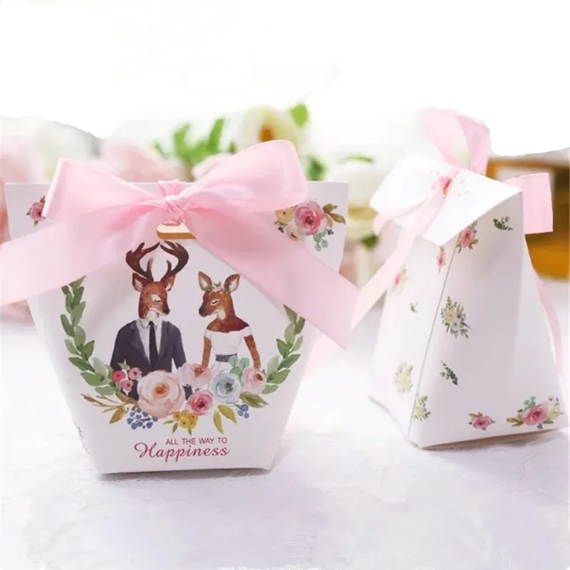 Creative European Cartoon Unicorn/ Flamingos Candy Boxes Wedding Favors Bomboniera Party Gift Box paper package Candy Bag 30