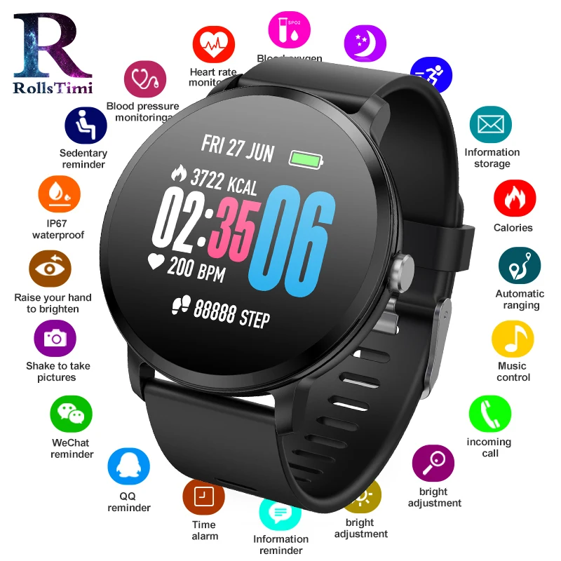 

RollsTimi Smart Watches Men Waterproof Sports Smart Wristband Fitness Tracker Calories Blood Pressure Monitor relogio masculino