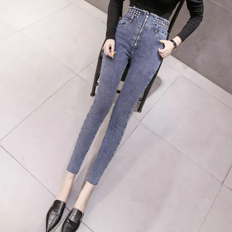Jacquard Lourd De Collants bleu Neuf Leggings Pantalon minute Femme Nouvelle Coupé 2019 Industriel Dames Jeans Noir Mode Femmes Moulant I0Uxqxvn
