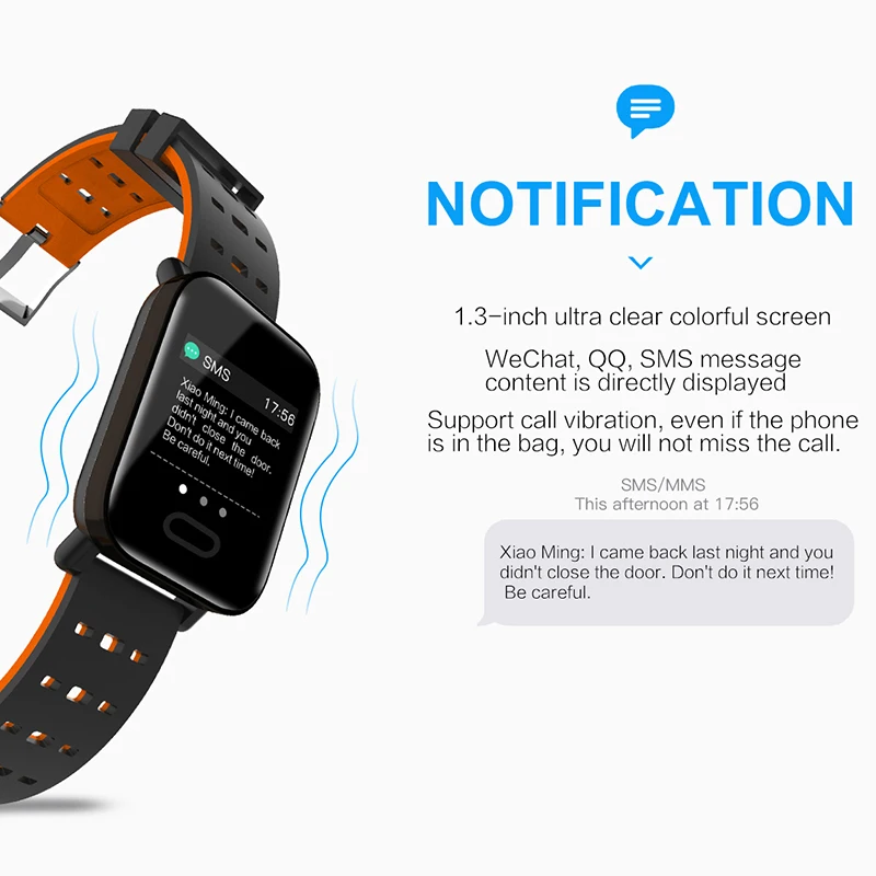 A6 Smartwatch IP67 Waterproof Wearable Device Bluetooth Pedometer Heart Rate Monitor Color Display Smart Watch For Android/IOS