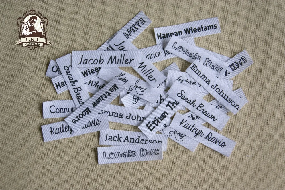 

140 Custom Clothing Labels - Personalized Name Tags For Children, Clothing Name Labels,Organic Cotton Iron on Labels, Logo Tags