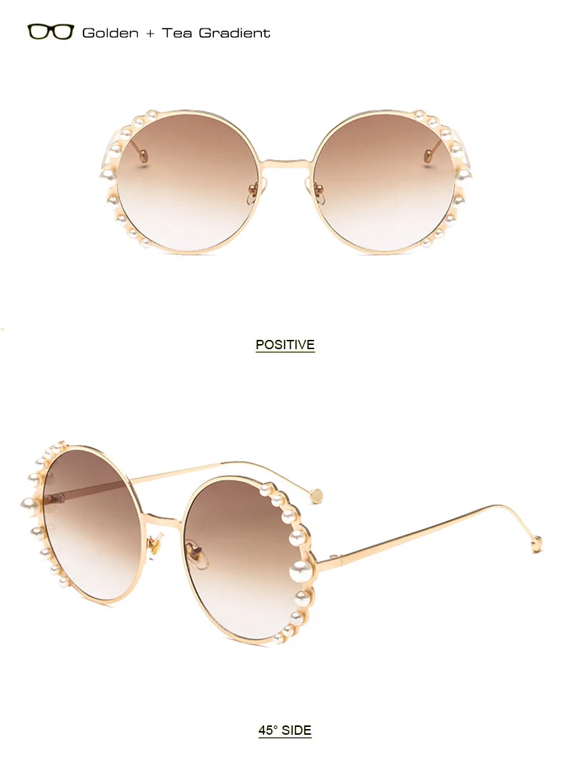 SHAUNA венецианские круглые градиентные жемчужные солнцезащитные очки женские Брендовые очки