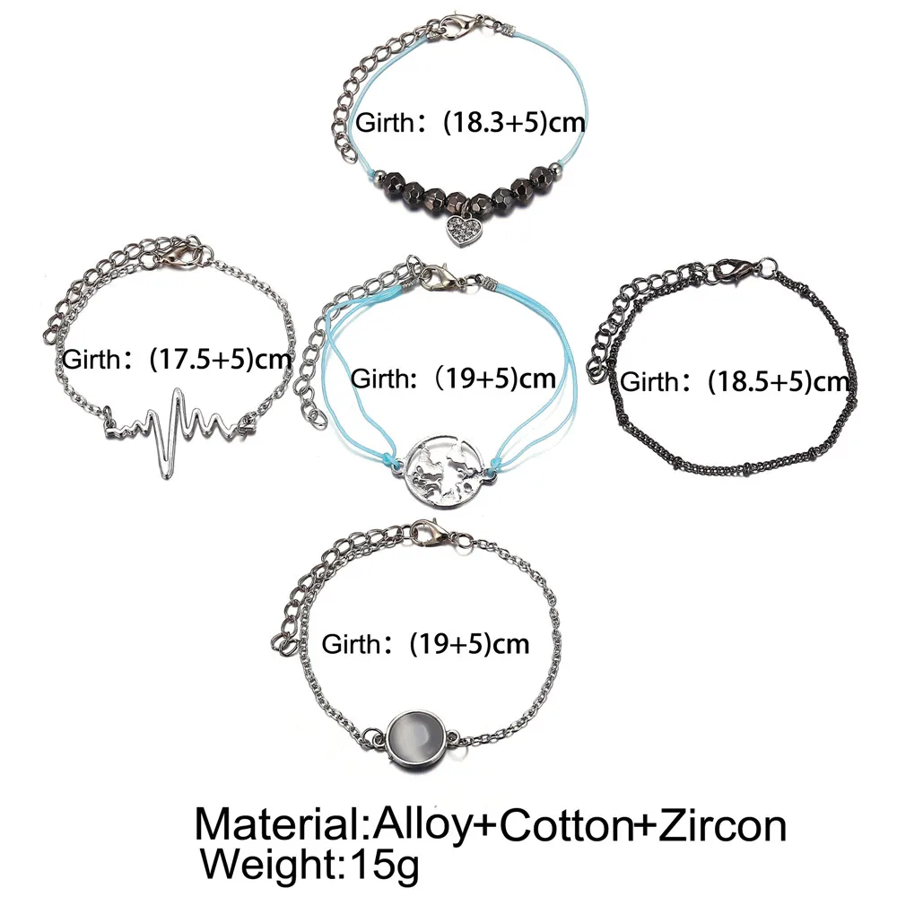Bohemian Beads Charm Bracelets Set For Women New Fashion Shell Pineapple Map Stone Multilayer Bracelet Female Party Jewelry 2019