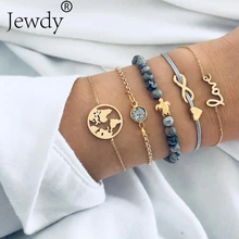 Boho земли Многослойные «любящее сердце» браслет Для женщин с украшением в виде кристаллов Шарм каменные бусы черепаха кулон золотые браслеты манжетного типа 5 шт./компл. ювелирные изделия