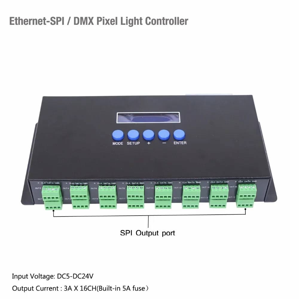 Ethernet DMX протокол ArtNet к SPI DMX пиксельный светильник контроллер 340 пикселей* 16 каналов/256 пикселей* 16 каналов(RGBW) и выход DMX512 два порта