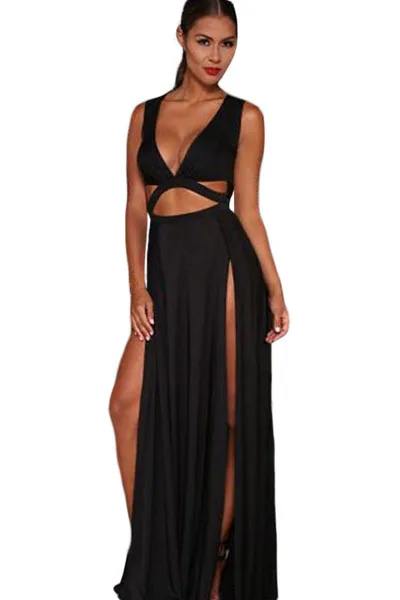 maxi dress with double thigh high slits