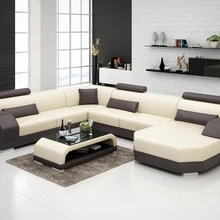 Дизайн современный секционный кожаный диван для гостиной G8001