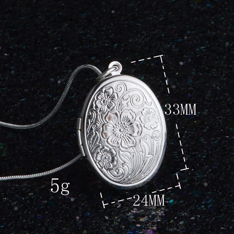Винтажный 925 пробы серебряный круглый медальон кулон с фото ожерелье рамка фото Подвеска со змеиной цепью для женщин подарок