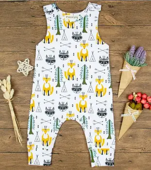 

4pcs/lot baby infant rompers boys sleeveless Fox arrow Romper trendy climb kids jumpsuit 0-2T sylvia 562378772964