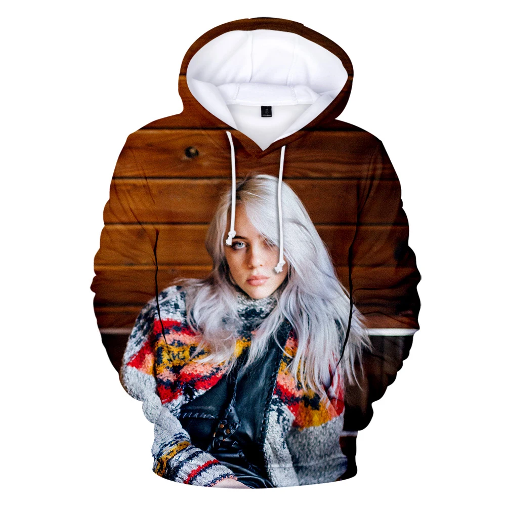 Принт 3D персонаж idol Billie Eilish толстовки женские мужские толстовки мода певица Billie Eilish 3D Толстовка зеленый пуловеры