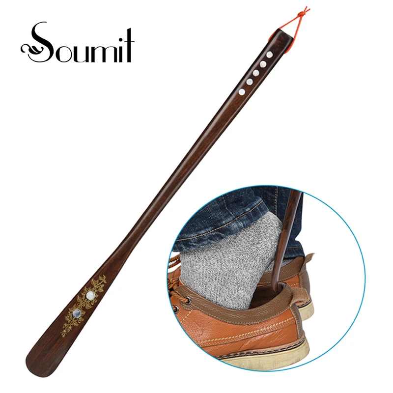 Soumit 54cm Ultra Long Wood Shoe Horn Craft Wenge Wooden Handle