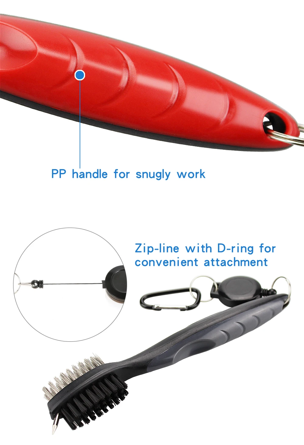 Nifty Golf Club Groove Cleaning Brush Details Grip