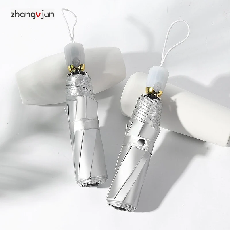 

Full Automatic Windproof Anti-UV Umbrella Woman 3 Folding waterproof Umbrellas Rain silver coating Parasol