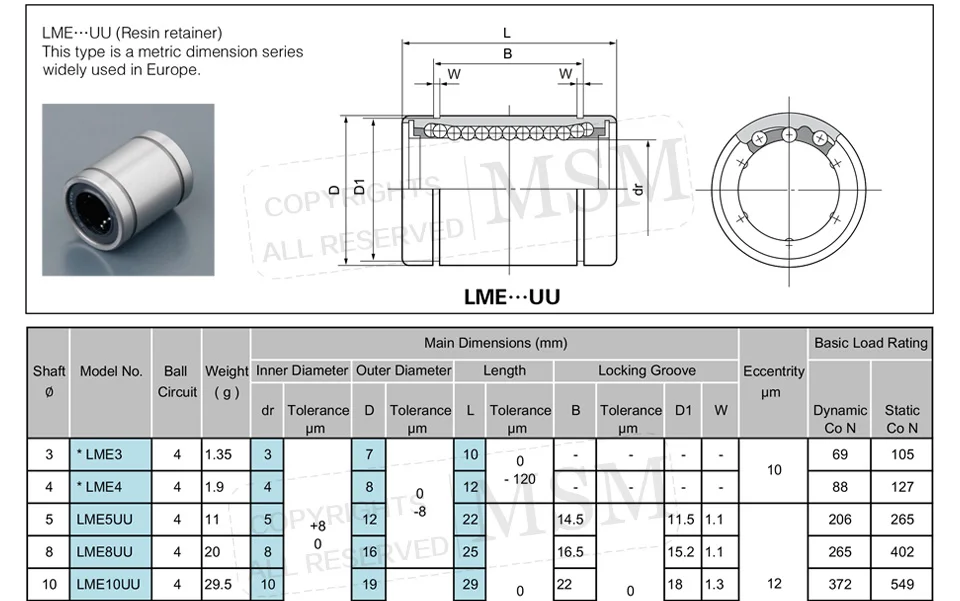 MSM Европы линейные подшипники 10 шт./лот LME5UU LME8UU LME10UU LME12UU LME16UU LME20UU LME25UU LME30UU раздвижные вал с шариковой втулкой мм