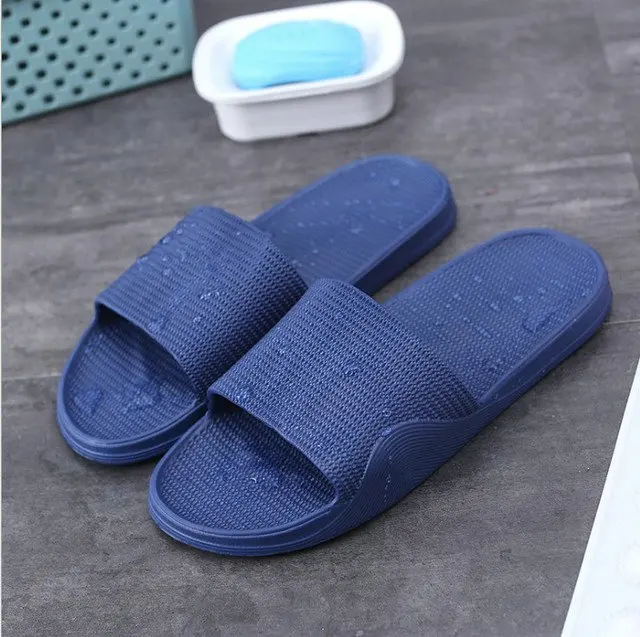 Summer New Pure Color Lovers Household Slippers Anti-slip Waterproof Slide Bathing Bathroom Men's And Women's Lovers Shower Slippers (16)