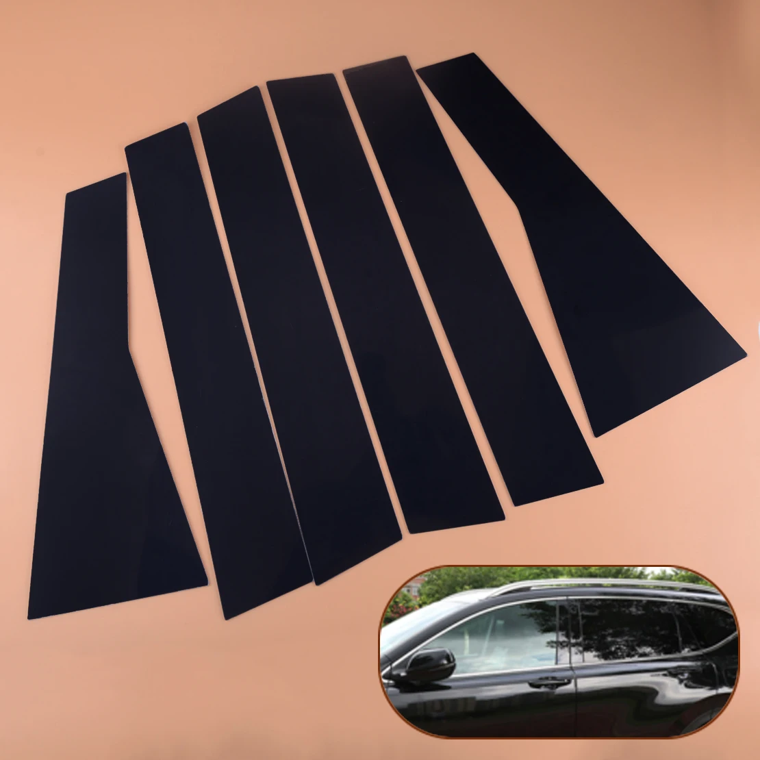 

CITALL 6Pcs/Set Car Pillar Posts Set Door Trim Piano Cover Kit Black Sticker Fit For Honda CR-V CRV 2017 2018