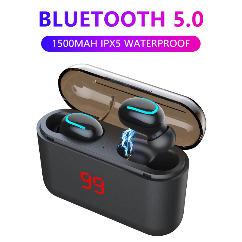 

Bluetooth Earphone 5.0 HBQ TWS True Wireless Headphons Sport Handsfree Earbuds 3D Stereo Gaming Headset With Mic Charging Box