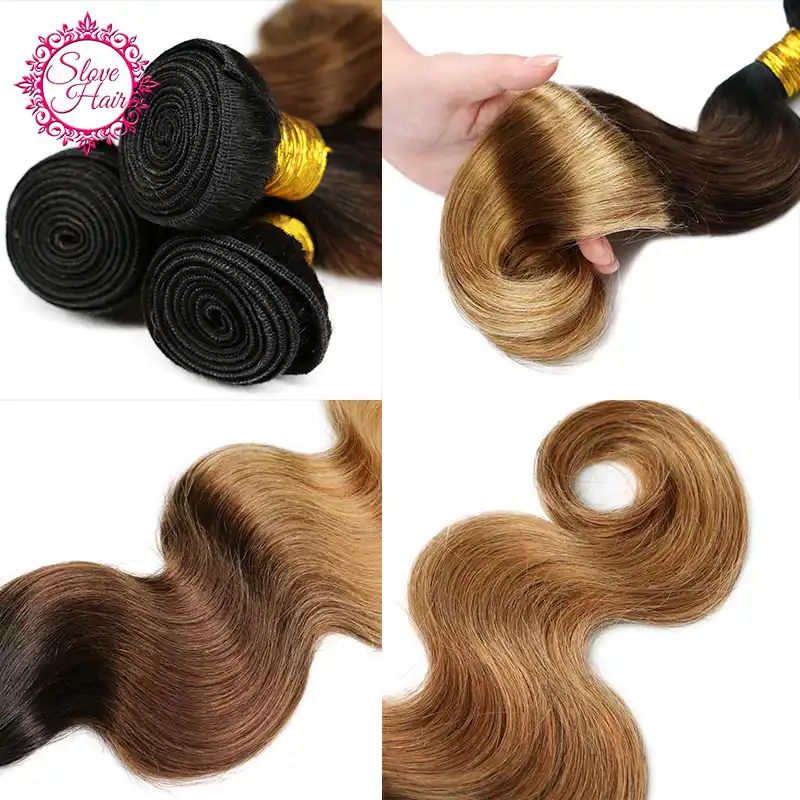 Ombre Hair Bundles Blonde 1b 4 27 Remy Brazilian Human Hair Weave