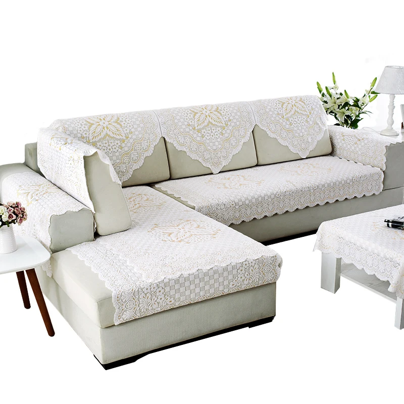 Modern Sofa Cover Lace Home Decor Furniture Protector White 120x120cm