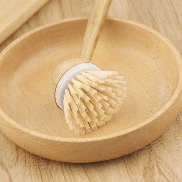Pot Dish Bowl Brush Cooking Washing Cleaning Brush With Wooden Bamboo Long Handle Cleaning Tool Kitchen Pot Hanging Brush 5