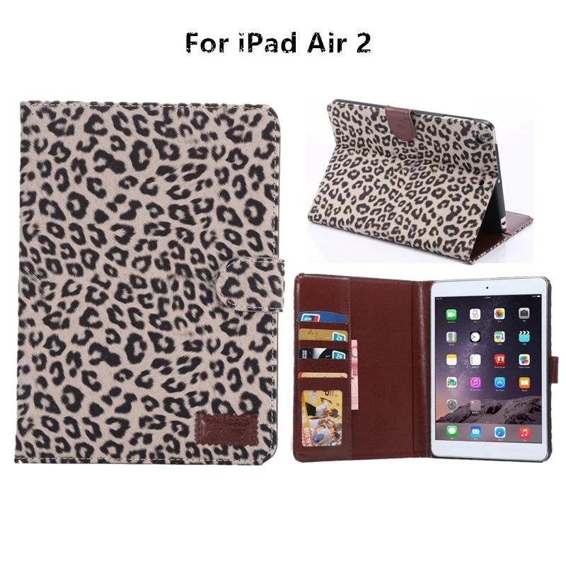 For Apple iPad Air 2 9.7 inch Leopard Print PU Leather Stand Folio Flip