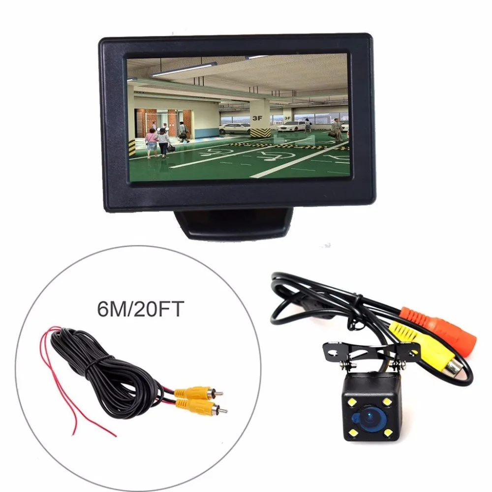 

Free Shipping Car Automobile Parking Kit (4.3 inch LCD Monitor + HD Camera + 6M/20FT Cable) LED Night Vision