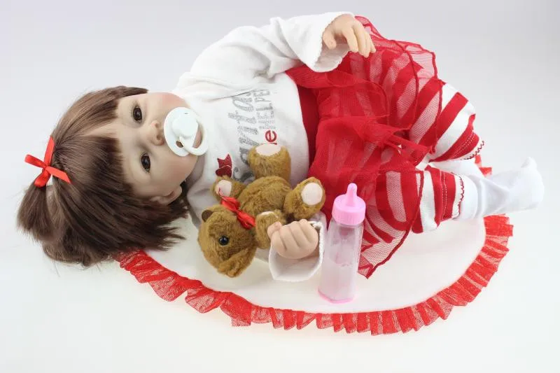 22 дюйма хлопок тело npk reborn Девочка кукла Boneca в милой одежде Поддельные Детские