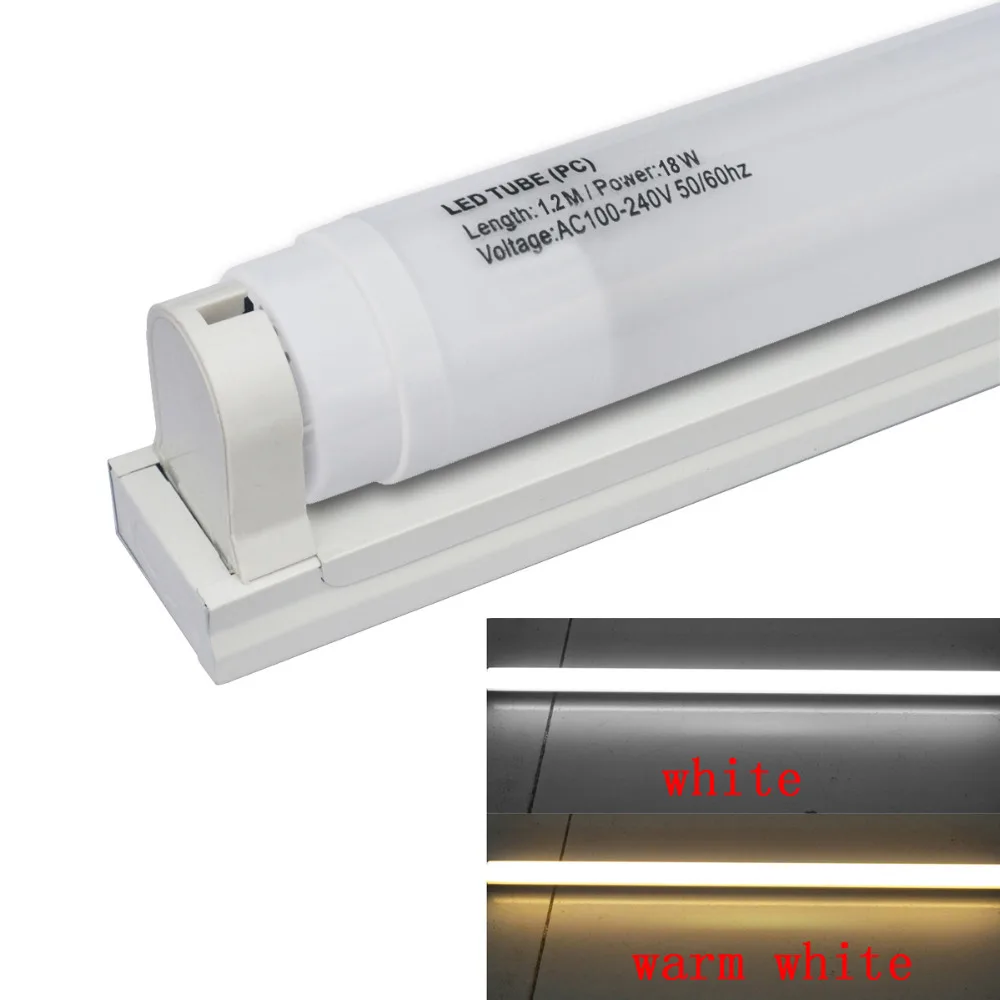 

J&W LED T8 Plastic Tube 1200mm 18W 1440lm White Milky Cover ,W / T8 tube fixture/support/bracket(AC110-241V,6pcs/lot)