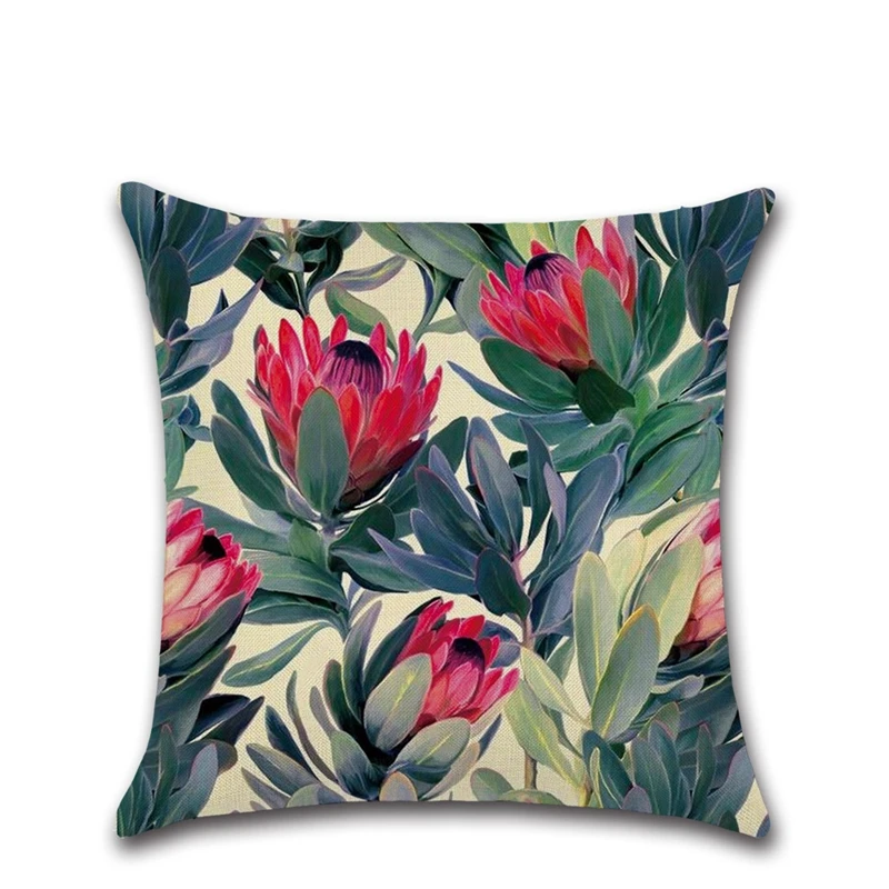 

Tropical Plants Leaves Printing Linen/Cotton Soft Sofa Bed Cushion Cover Throw Nap Pillow Case Car Decorbox Home Decor Supplies