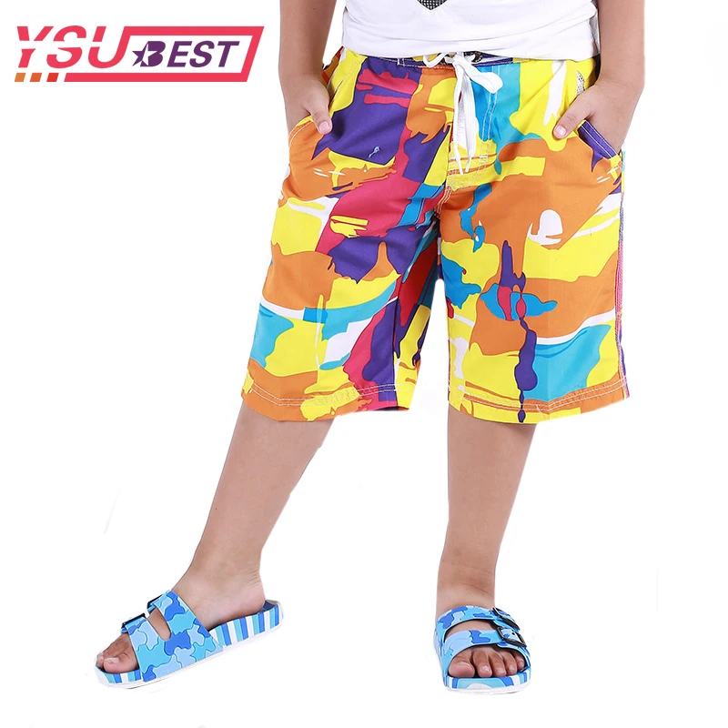 

2019 New Casual Boys Quick Dry Shorts Summer Beach Shorts For Big Boys Shorts Brand Print Kids Board Shorts 7-14Yrs Children's
