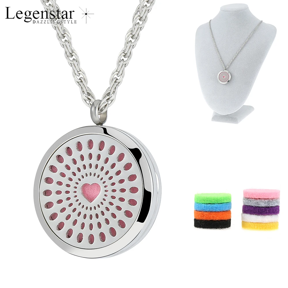 Legenstar Heart Perfume Pendant Necklaces Aromatherapy Locket Silver