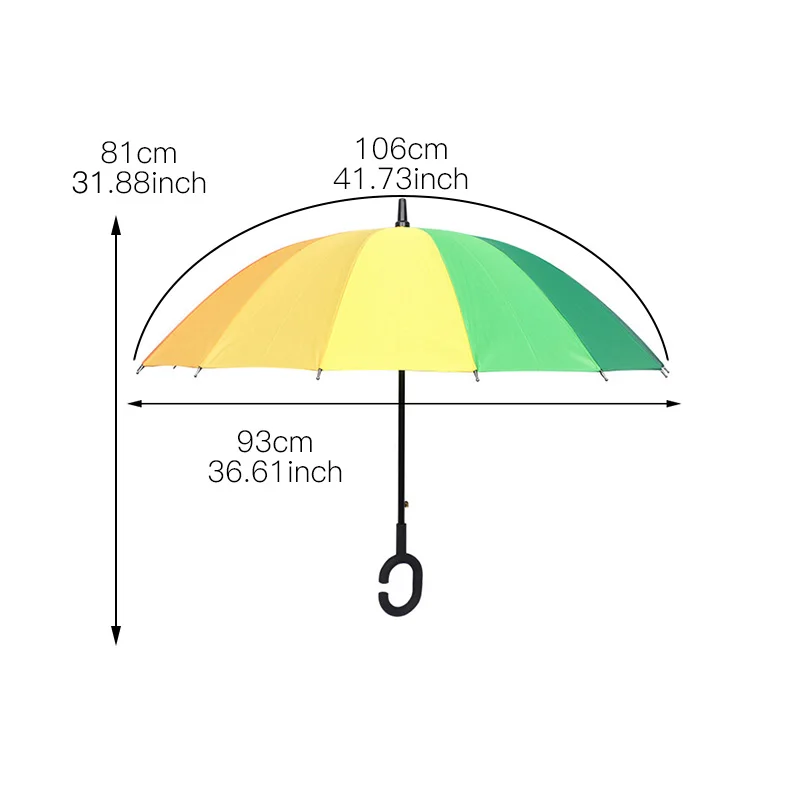 Yesello C ручкой Радужный зонтик с длинной ручкой водонепроницаемый портативный дорожный зонтик женский разноцветный Зонт от дождя для мужчин