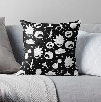 

Black and white Rick and Morty pattern Pillow Covers Cases Pattern Nordic Cover Cushion Pillowcase Square Print