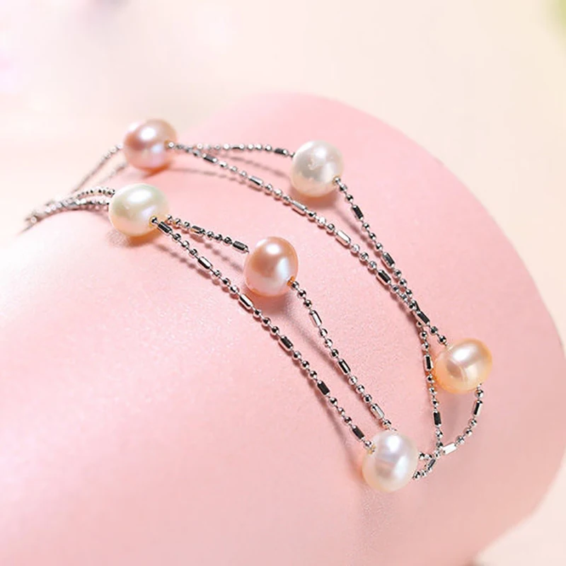 DMCBFP014 5-6mm Pearl Bracelet Gold-plated Adjustable Bracelet Mix Color Pearl For Women