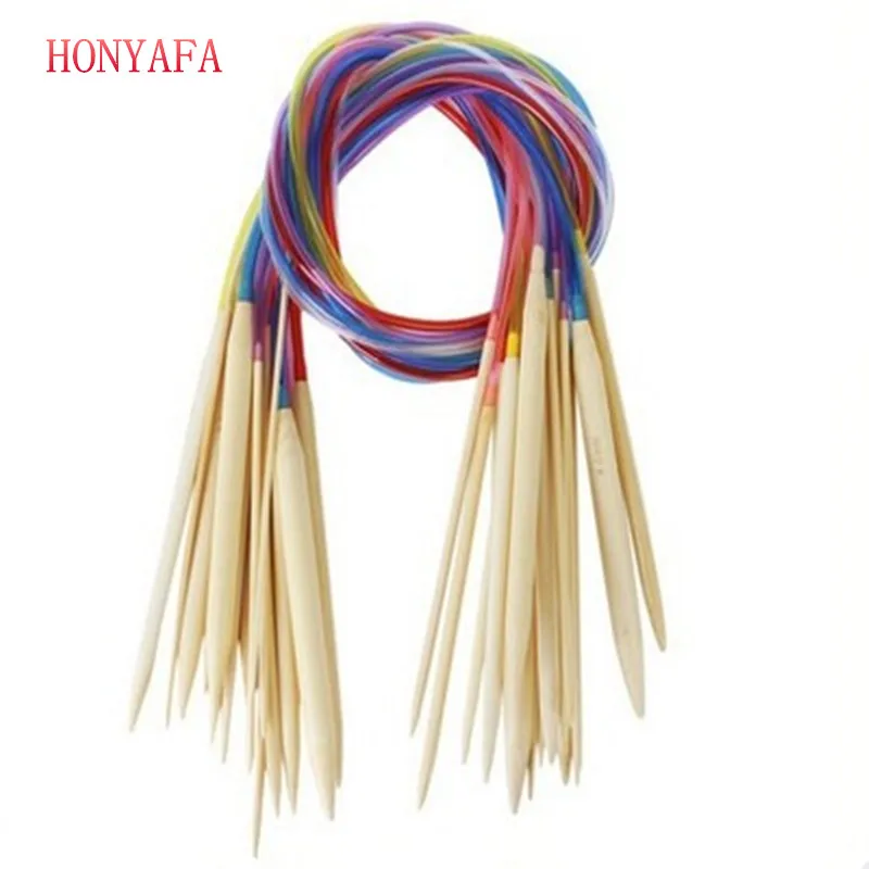 

18 Sizes 80cm Multicolor Sweater Scarf Bamboo Smooth Circular Knitting Needles Set Weaving Crafts Yarn Tools 2.0mm-10.0mm