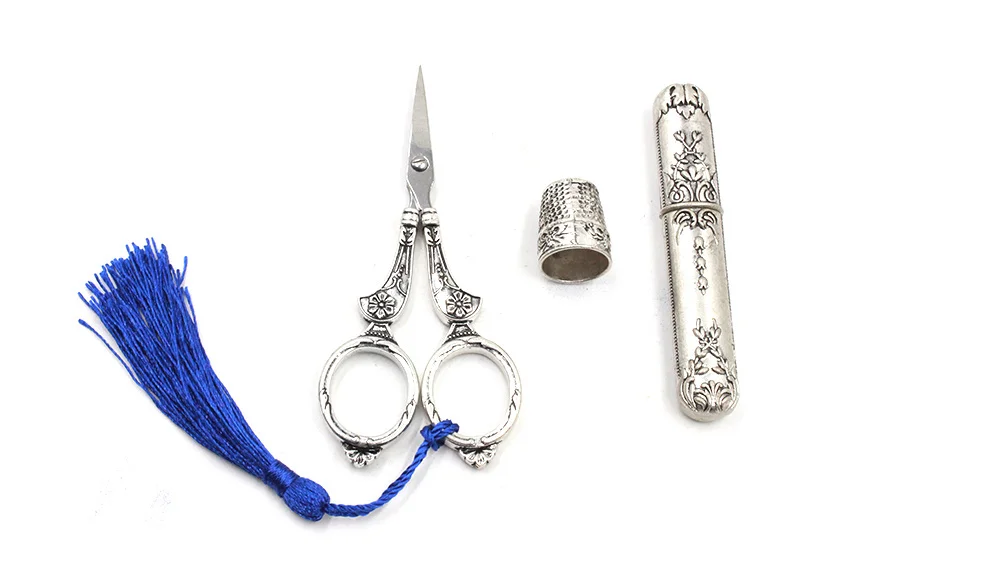 Европейский Винтажный набор для шитья ножницы металлический наперсток игольчатый Чехол DIY Швейные Инструменты для вышивки крестиком аксессуары для рукоделия