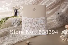 HOT Lovers-style Lace Wedding Invitations Cards With Customize Printing with Rhinestone (Set of 50) Wholesale Free Shipping