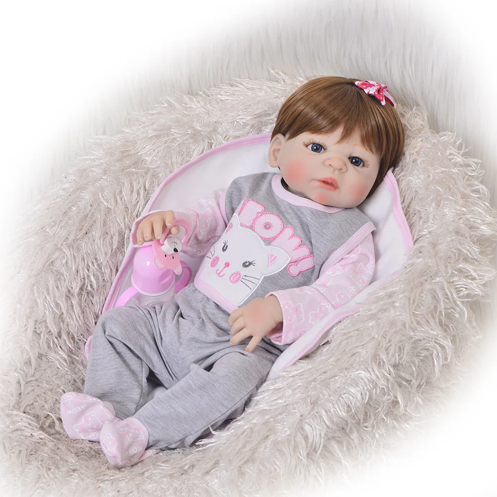 

57cm Full Silicone Body Vinyl Reborn Girl Lifelike Baby lol bebe Doll Newborn Princess Toddler Toy Bonecas bathe Birthday Gift