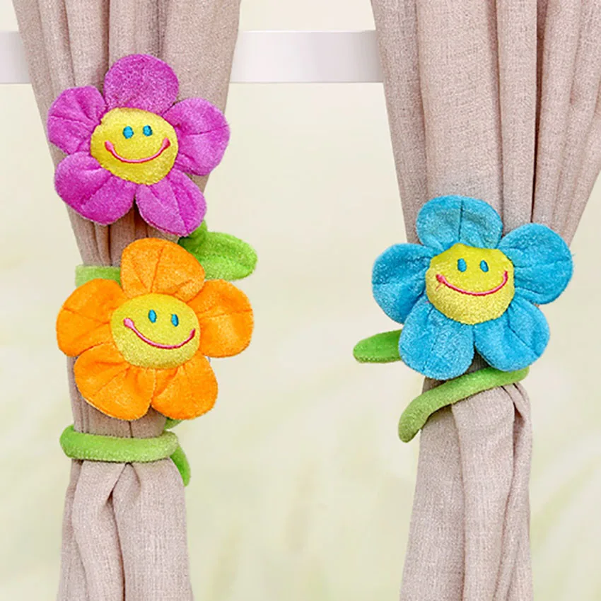 

Cute Sunflower Shape Window curtain Clasps Holders Buckle Tieback Belt Hook furniture Curtain Holder Curtain Clip tie strap