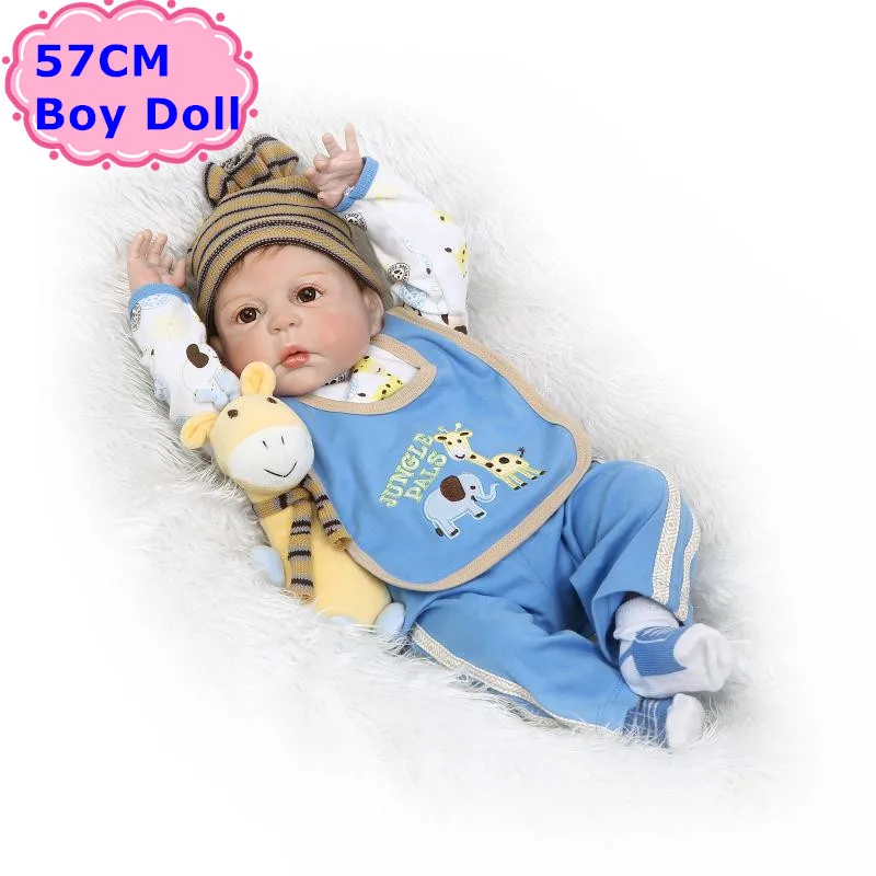 

NPK Doll New Arrival 57CM Reborn Baby Boy Doll Alive Full Silicone Bebe Boy Doll Cute Toys Brinquedo For Girls Collectible Dolls